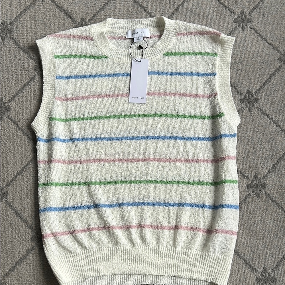 Lost Ink Striped Sleeveless Sweater
